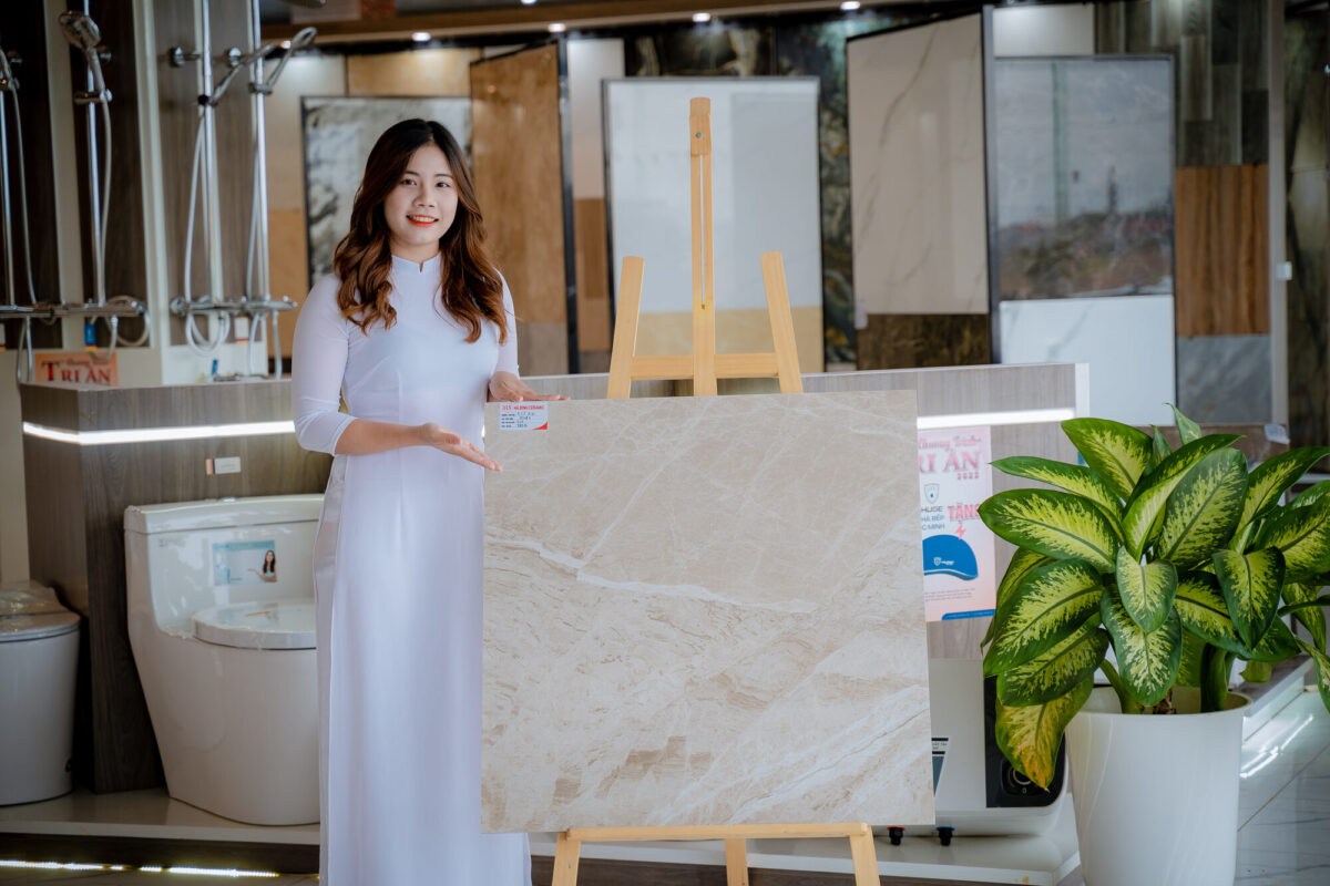 Gạch vân đá marble kem ánh be