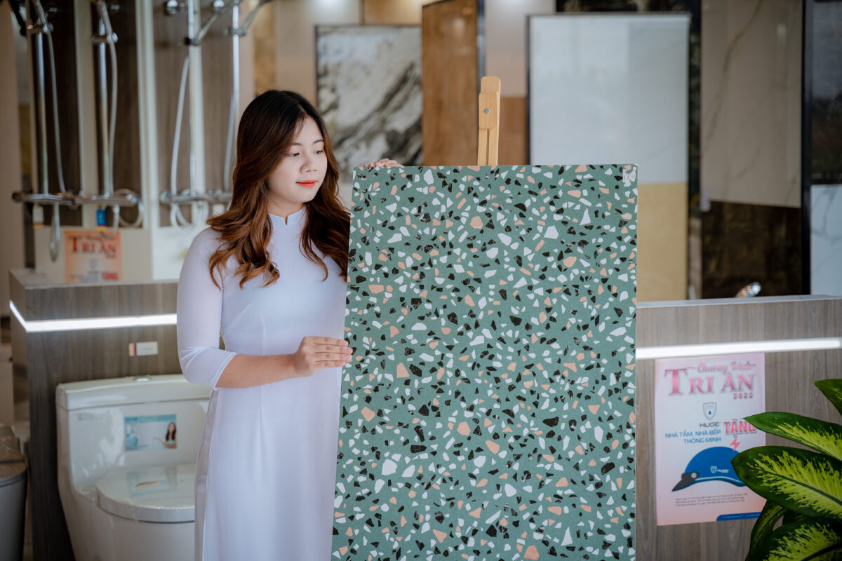 Gạch terrazzo xanh pastel