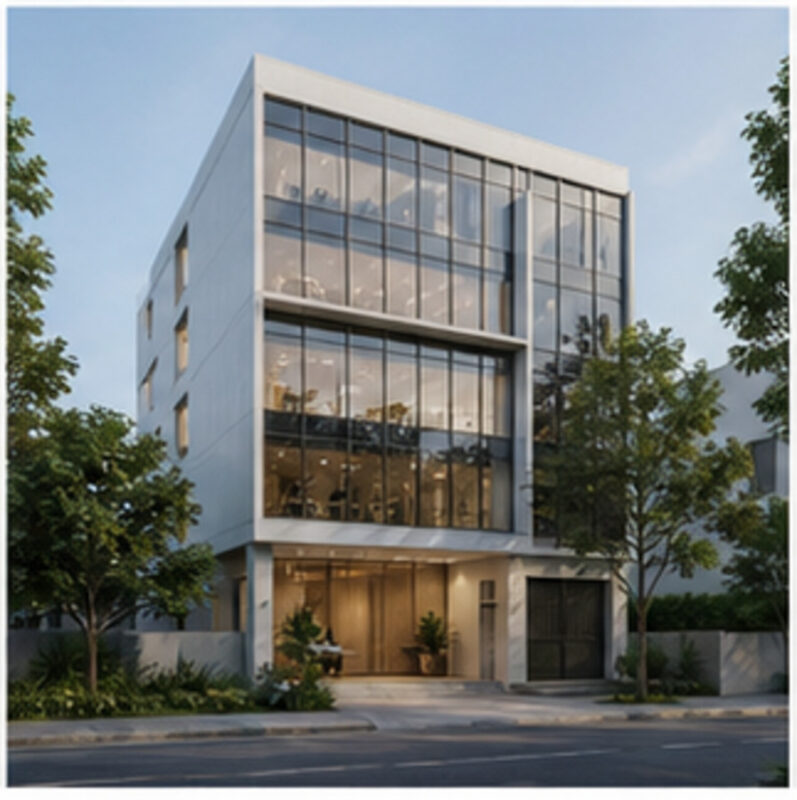 Văn phòng 4 tầng 350m² – Tối giản