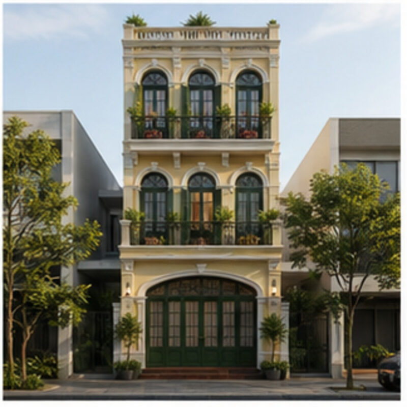 Nhà phố 1 mặt tiền 3 tầng 220m² – Indochine